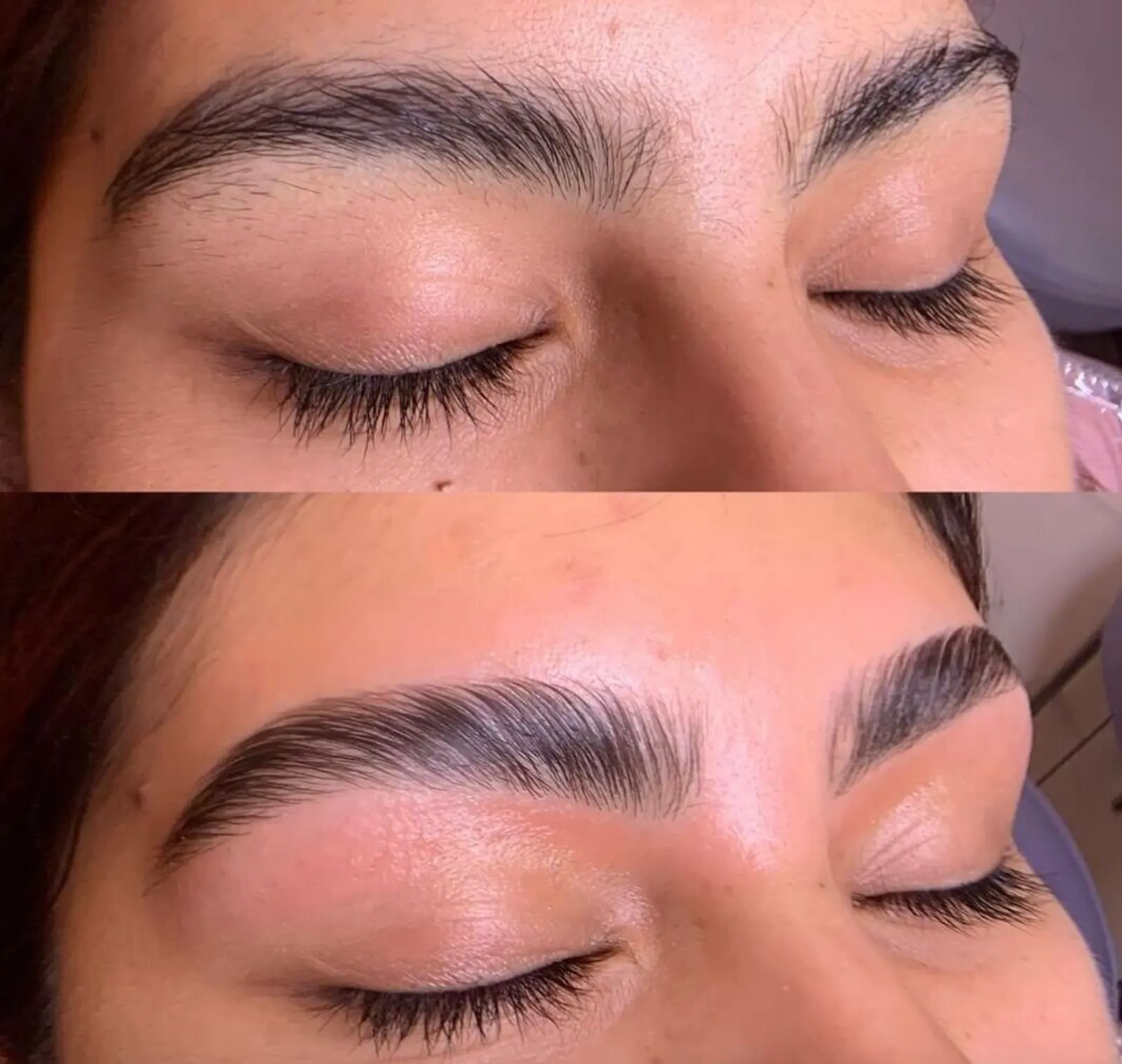 Brow Lamination - Before and After
