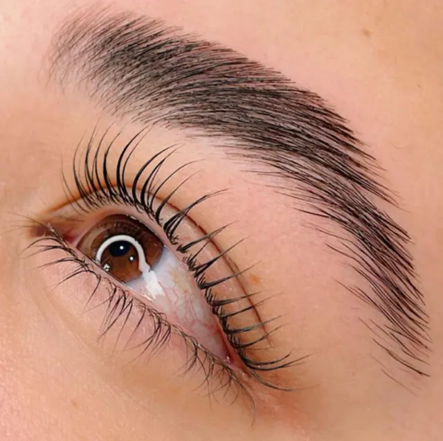 Before and after lash lift and tint results showing enhanced lashes at Eternal Wellness Traverse City