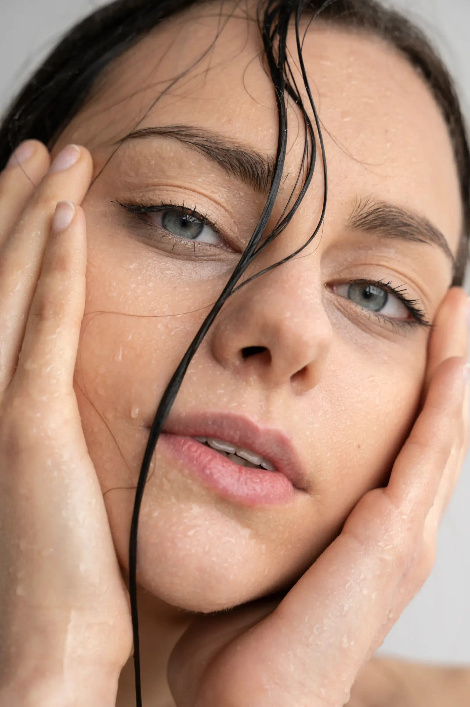 Illustration of sebaceous gland activity and pore structure in oily skin