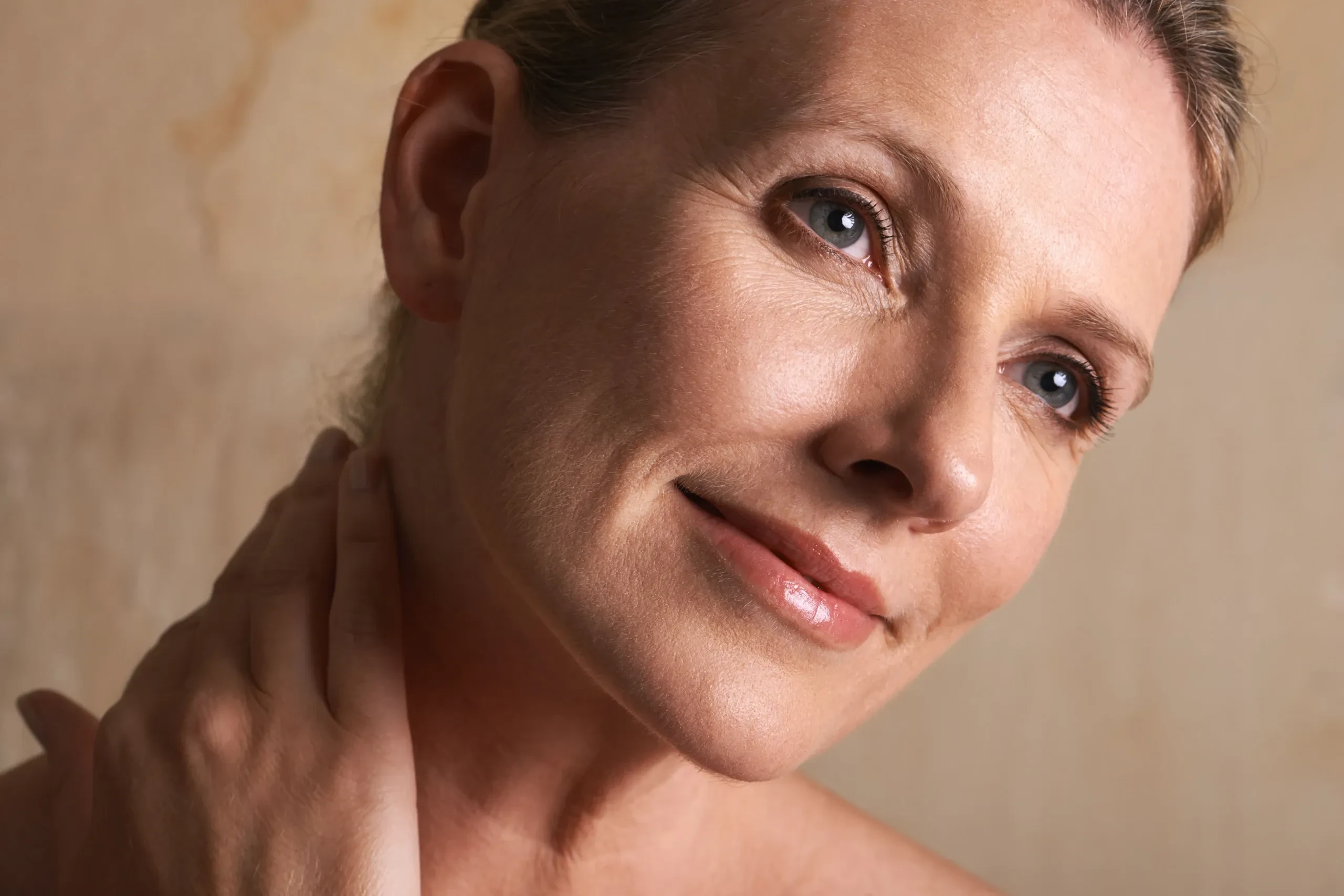 Woman with firm youthful skin after laser skin tightening treatment at Eternal Wellness Medical Spa in Traverse City MI