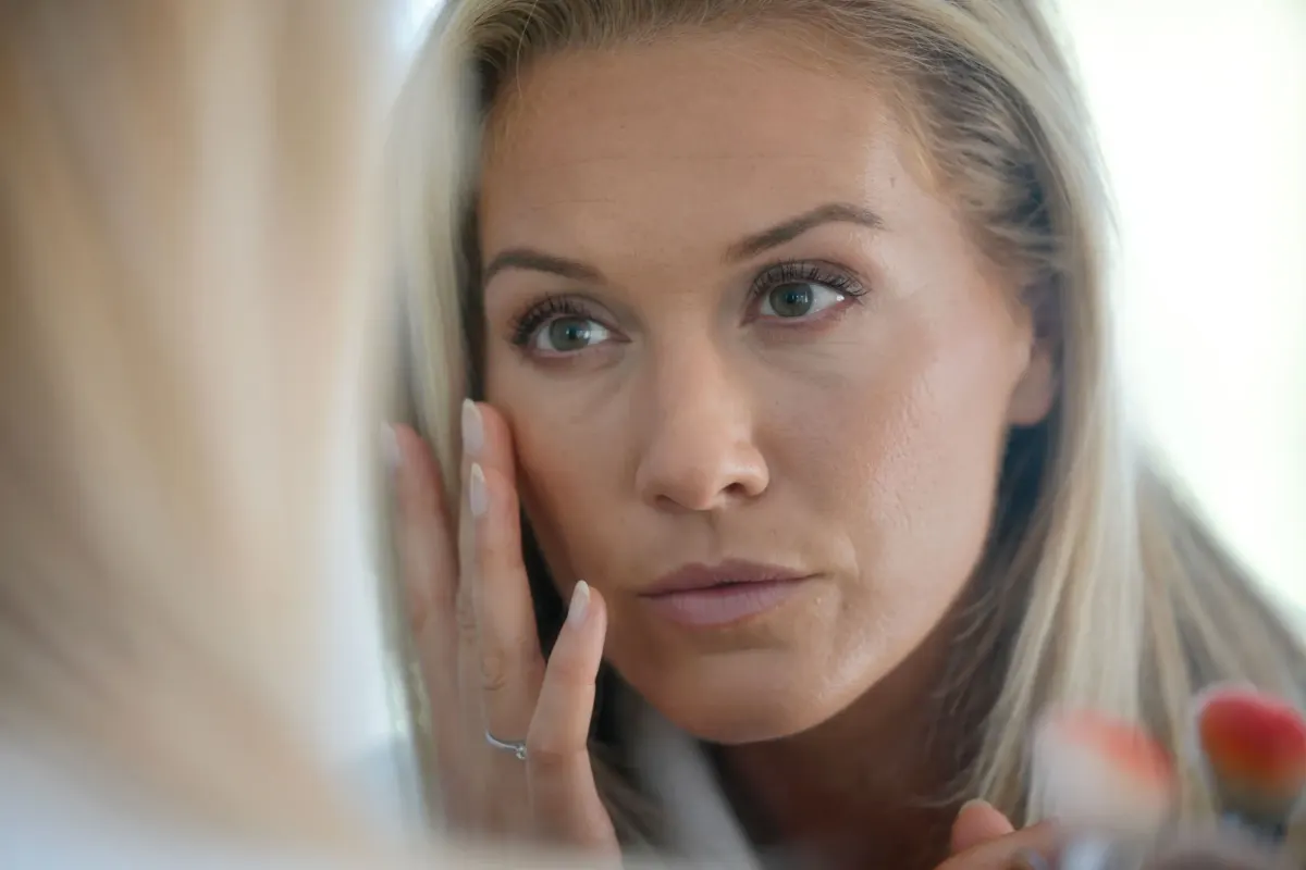 Person concerned about wrinkles and fine lines at Eternal Wellness Medical Spa Traverse City